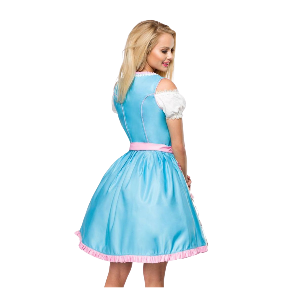 Romantisches Dirndl Blau Rückansicht