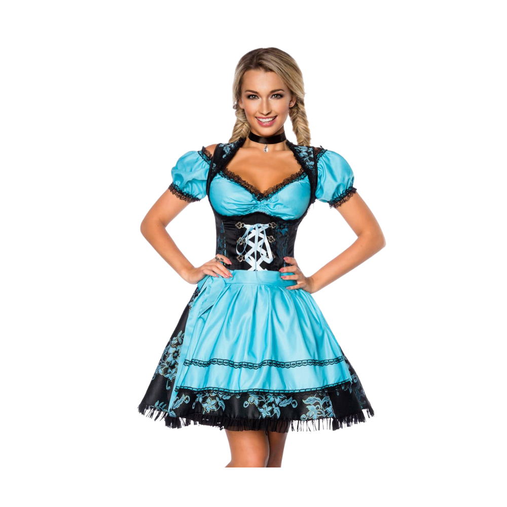 Traditionelles Dirndl in Blau /Schwarz mit Bluse und Schürze