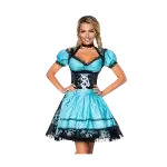 Dirndl Blau-Schwarz mit Mieder, Schnürung und Schürze