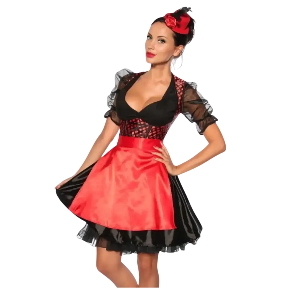Schwarz rotes Dirndl Frontansicht